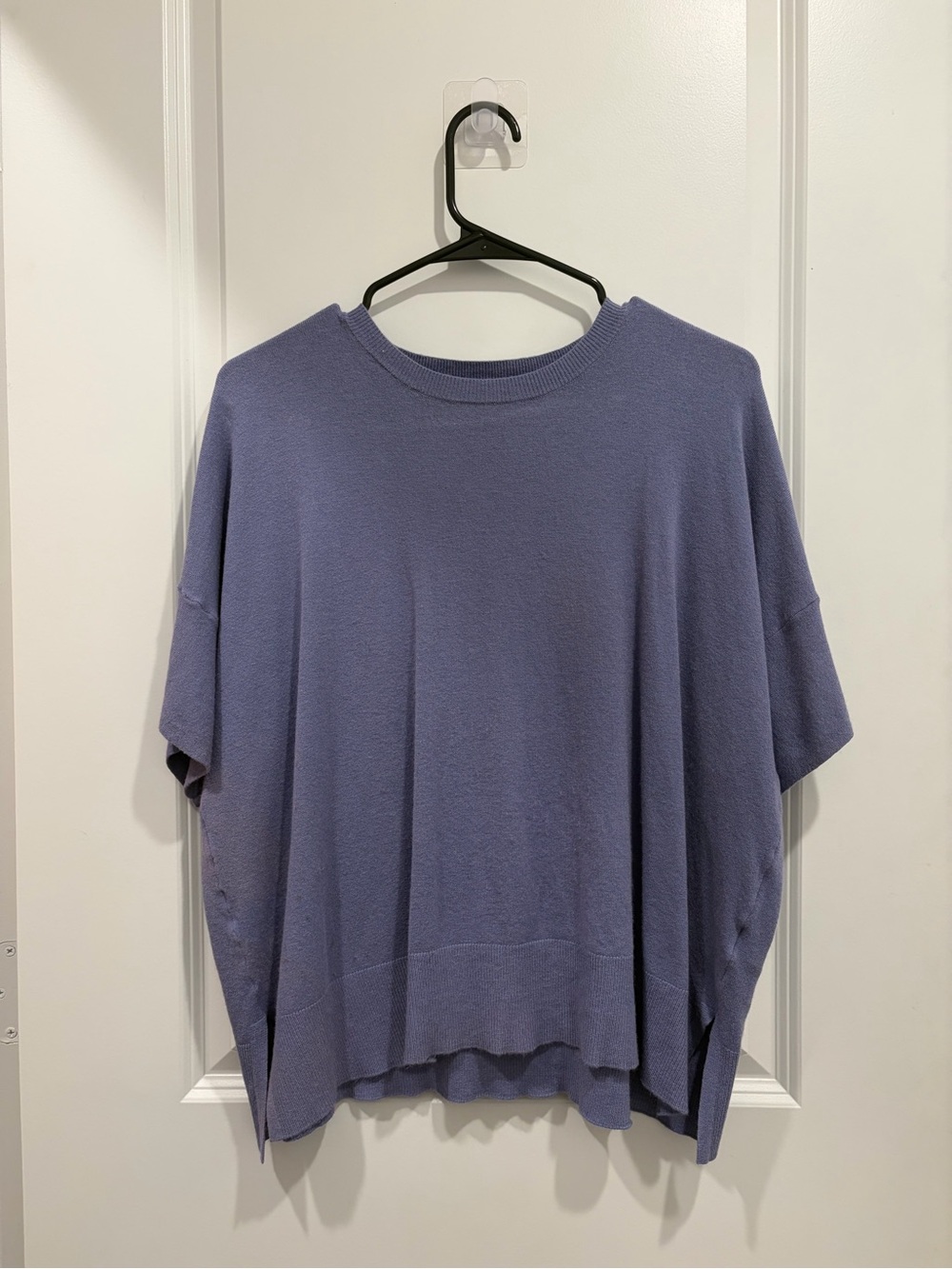 Splendid Relaxed Boxy Short-Sleeve Knit Top - Lavender Blue